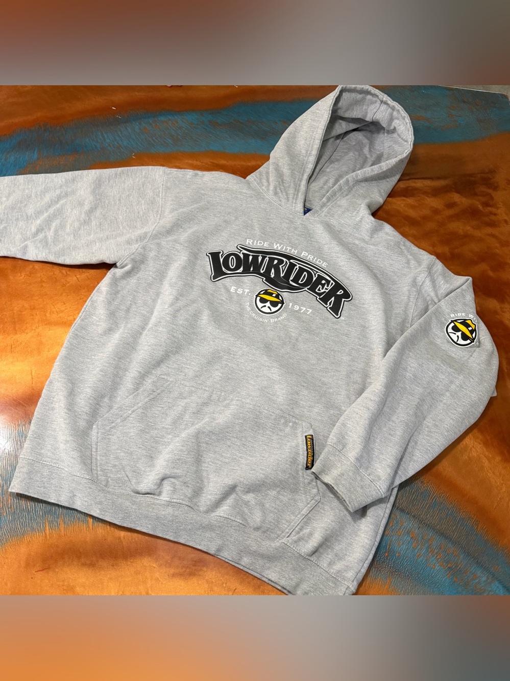 Lowrider Magazine Gray Pullover Hoodie large Ride with pride go lo